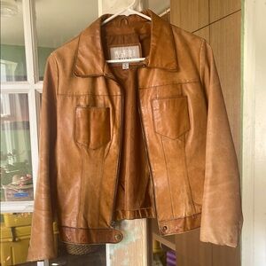 Wilsons Leather Maxima jacket hemmed sleeves hand-painted vintage size L